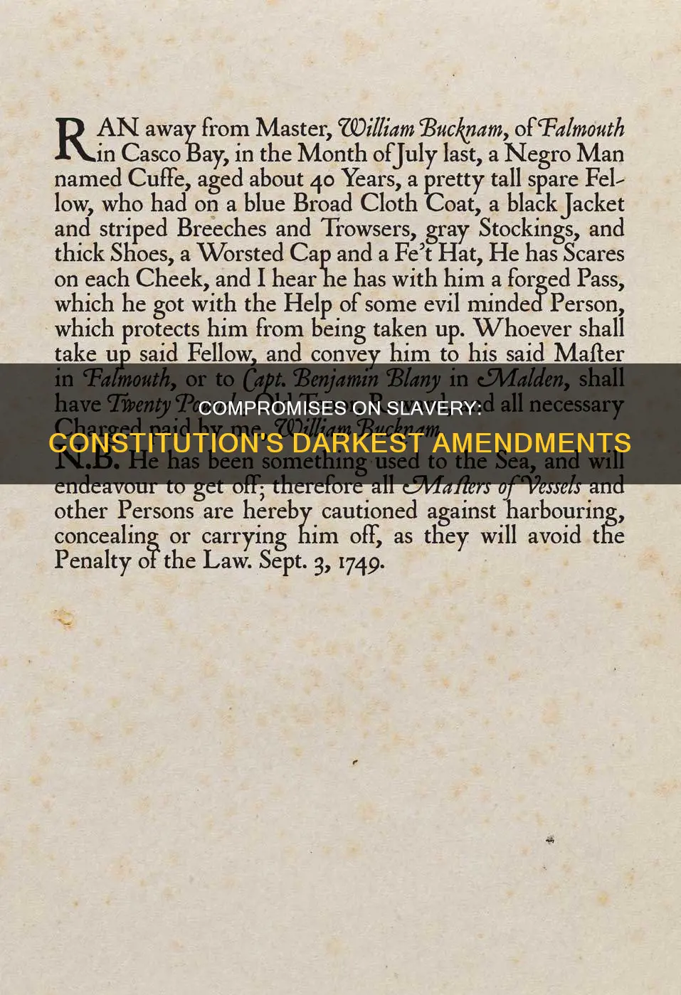 what three compromises on slavery were added to the constitution