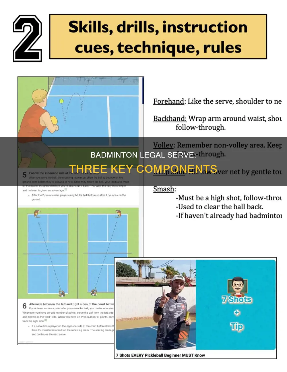 what three things constitute a legal serve in badminton