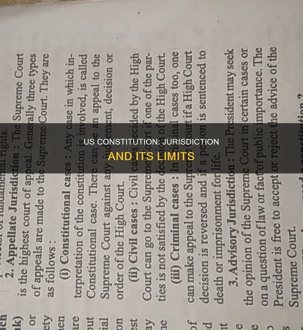 what types of cases is the us constitution jurisdiction