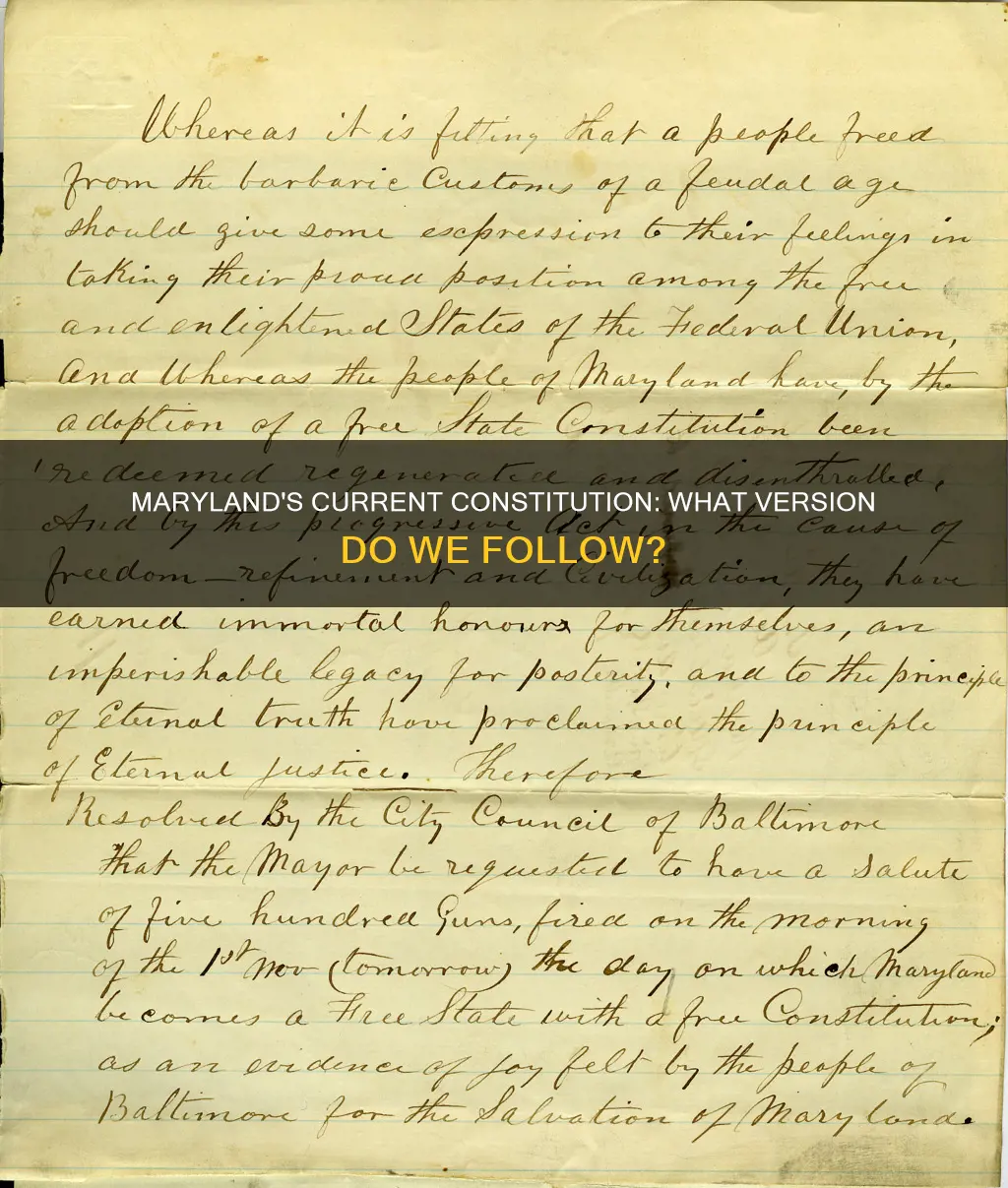 what version of the maryland constitution is the current one