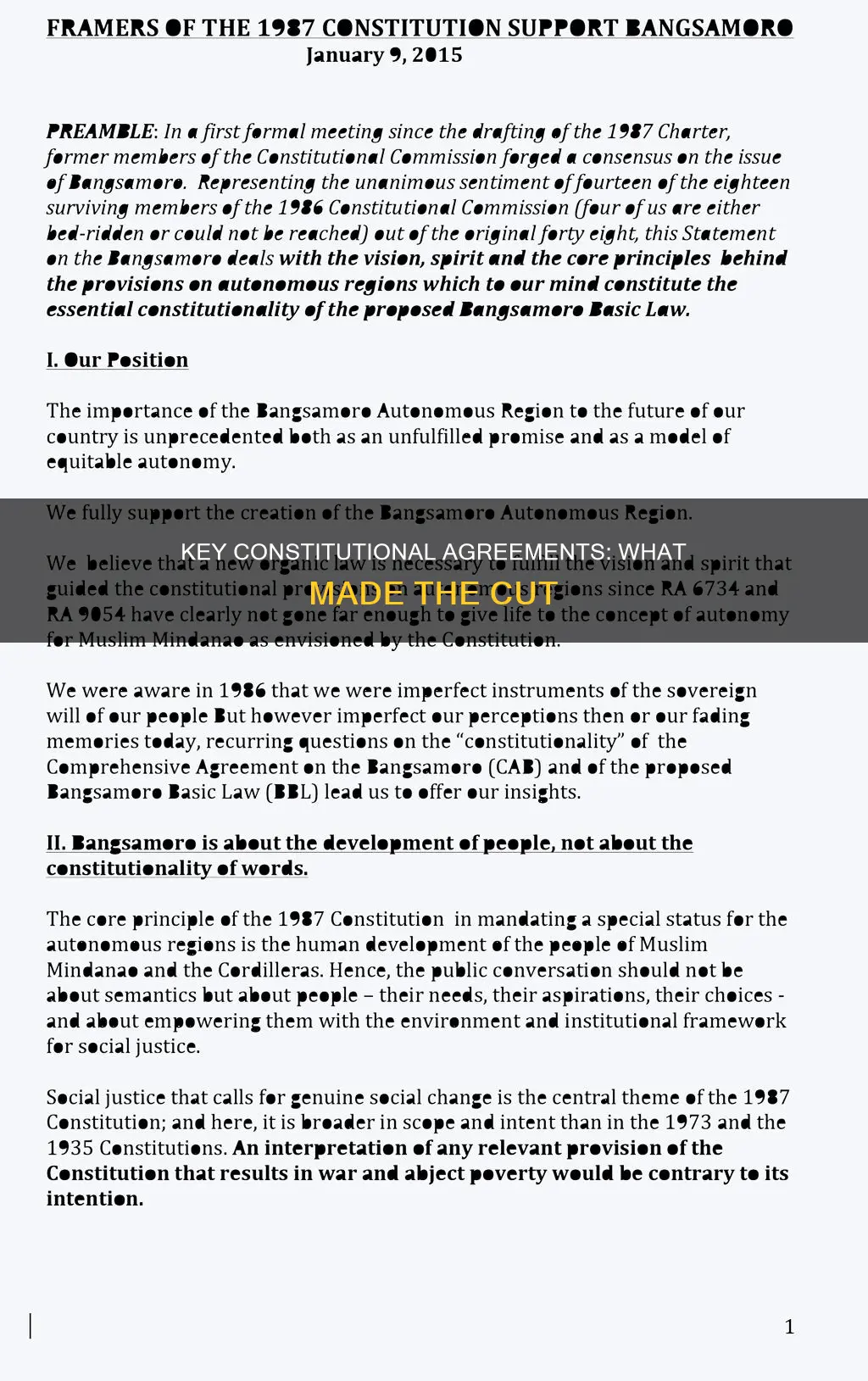 what was agreed to be include in the constitution