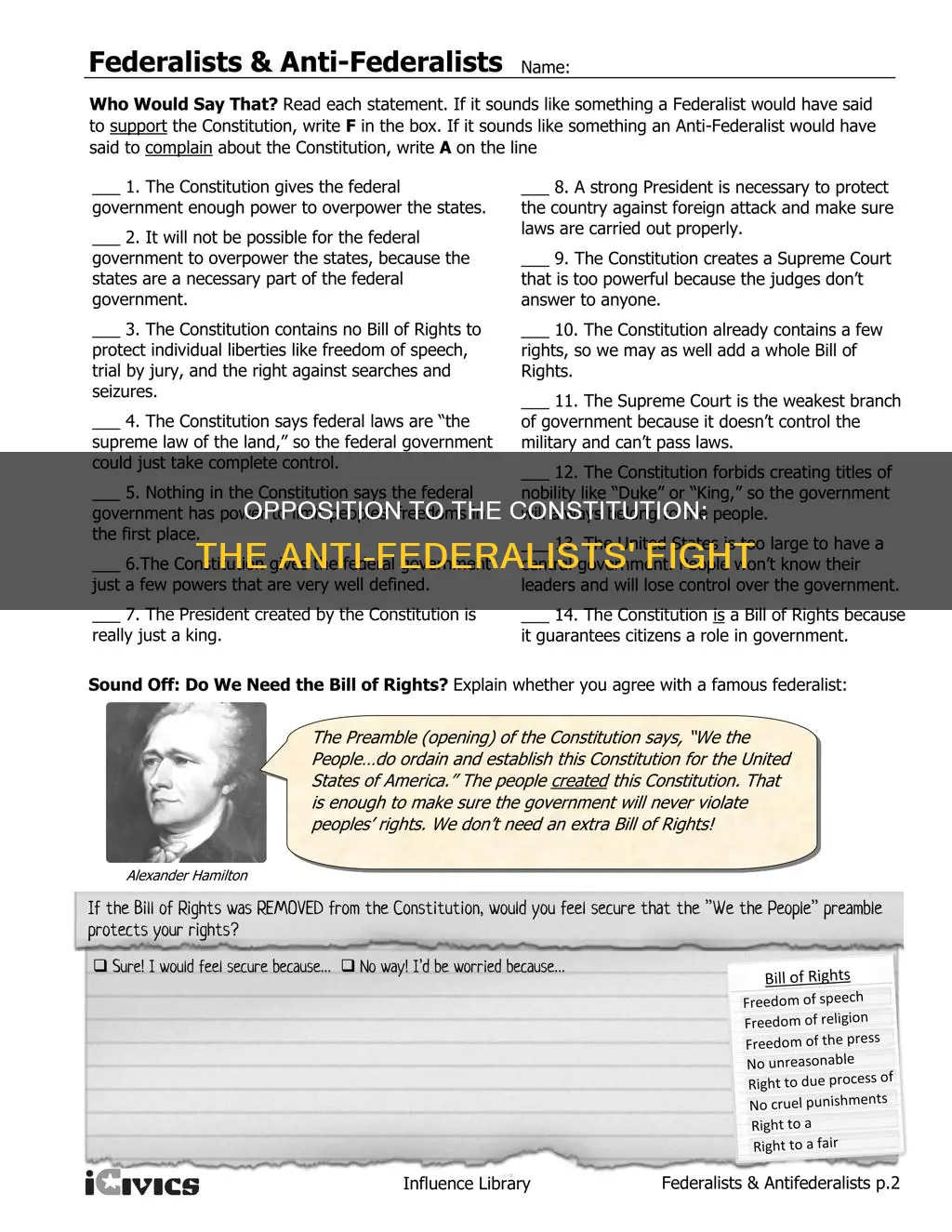 what was the major opposition to the constitution