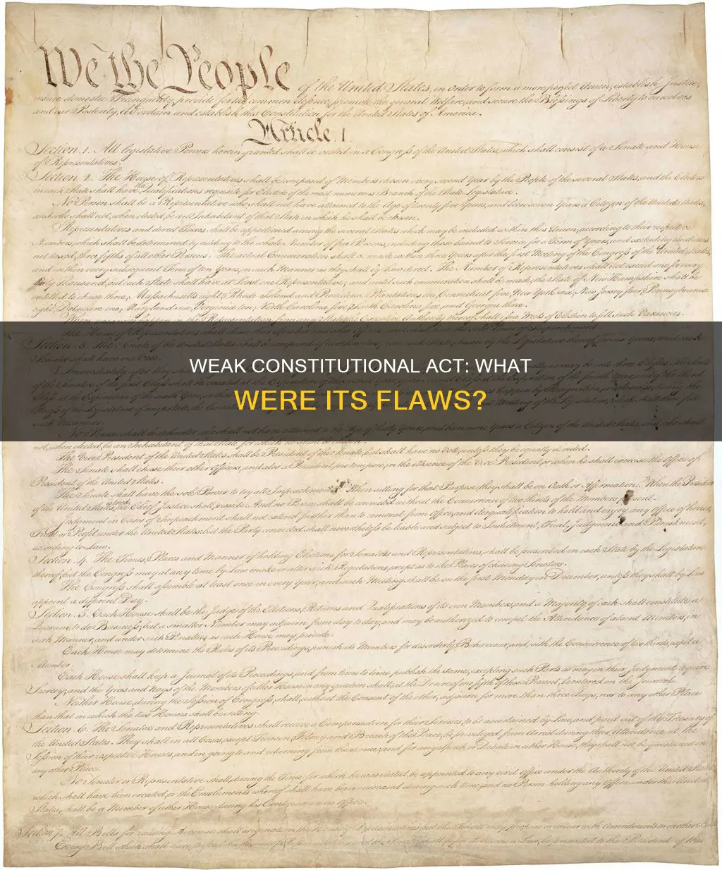 what were the weaknesses of the constitutional act