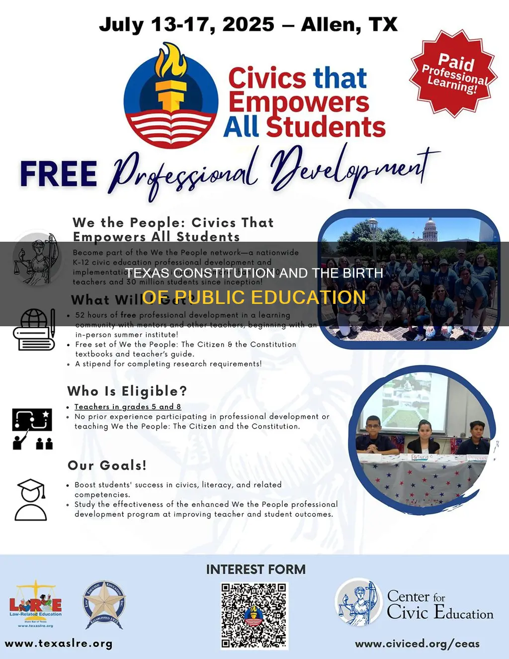 what year was public education established by the texas constitution