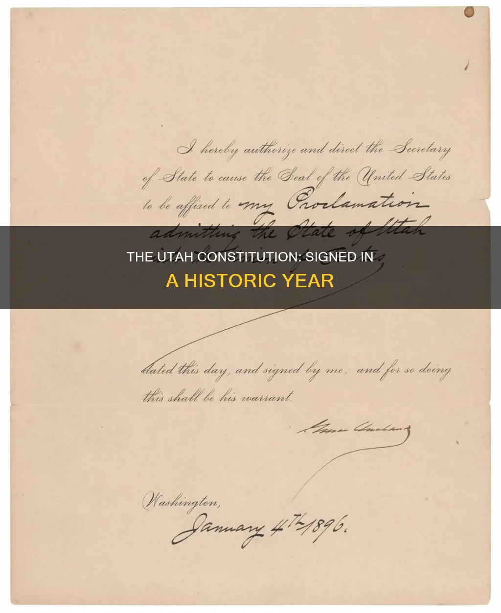 what year was the utah constitution signed