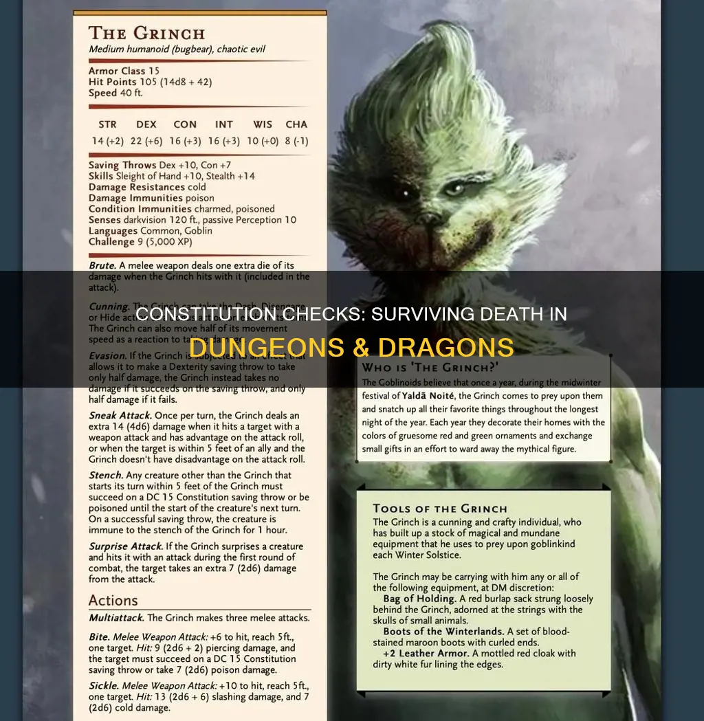 when do you roll a constitution check on death dnd