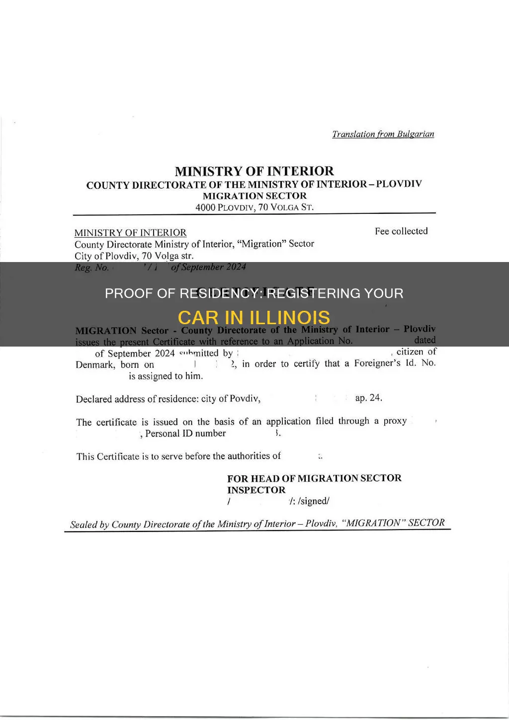 when registering car in il what constitutes proof of residency
