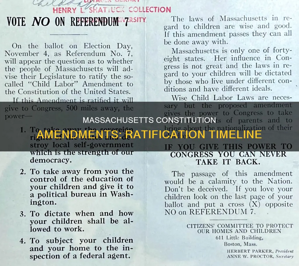 when was each amendment ratified massachusetts constitution