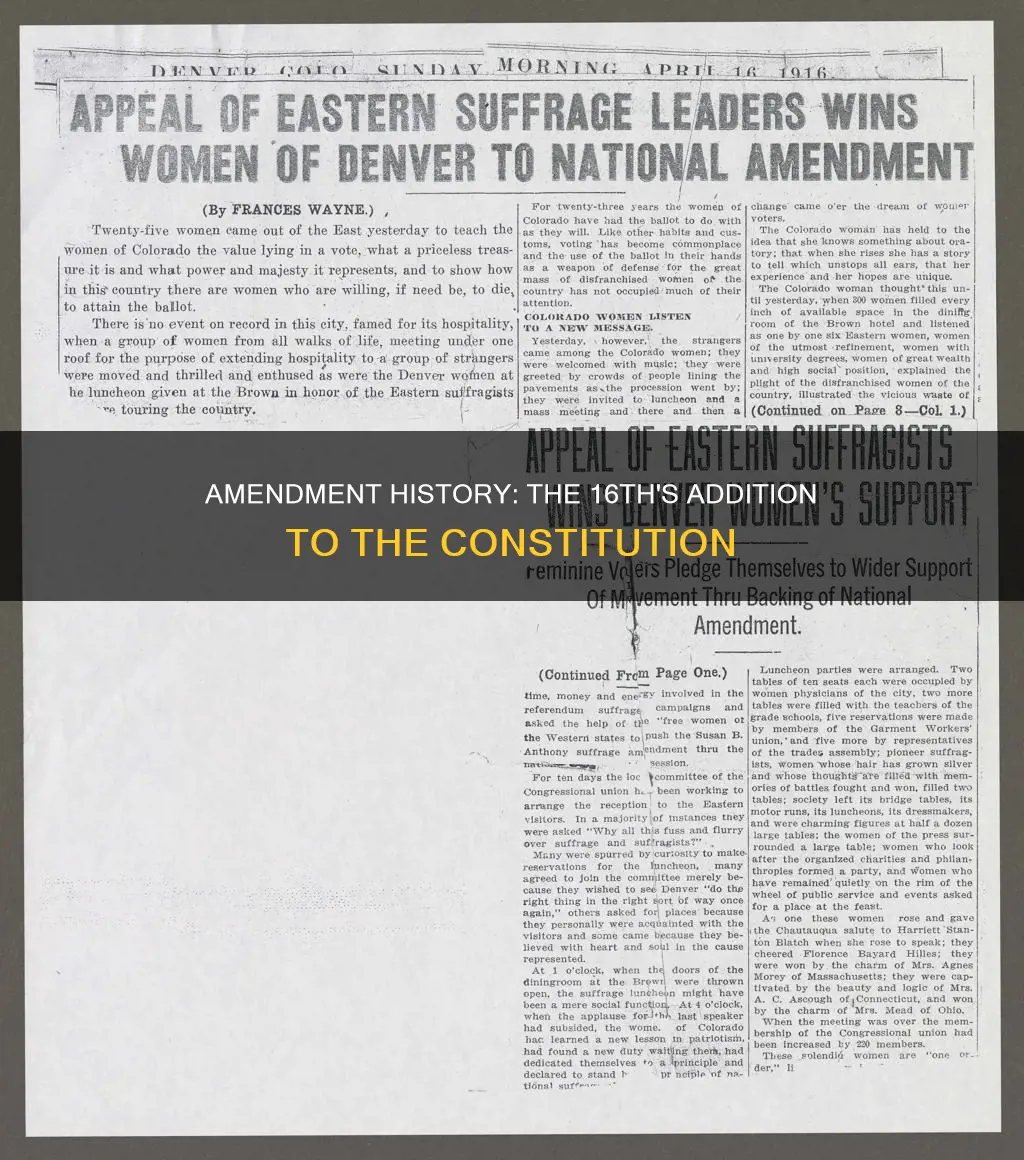 when was the 16th amendment added to the constitution