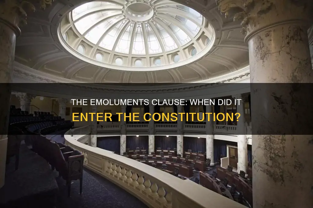 when was the emaluments clause added to the constitution
