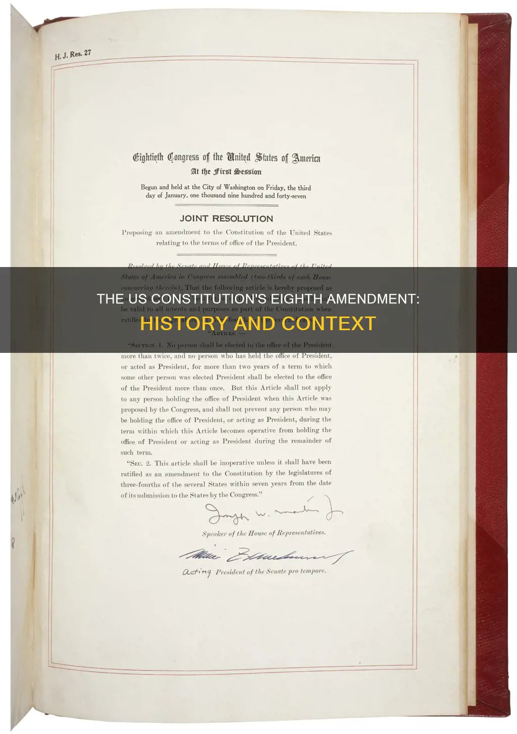 when was the us constitution written article 1 amendment 8