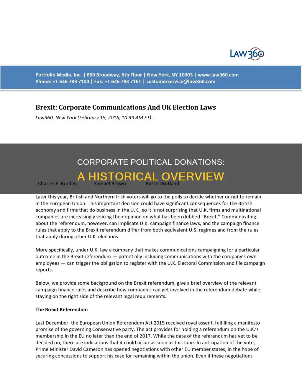 when were corporations allowed to donate to political campaigns