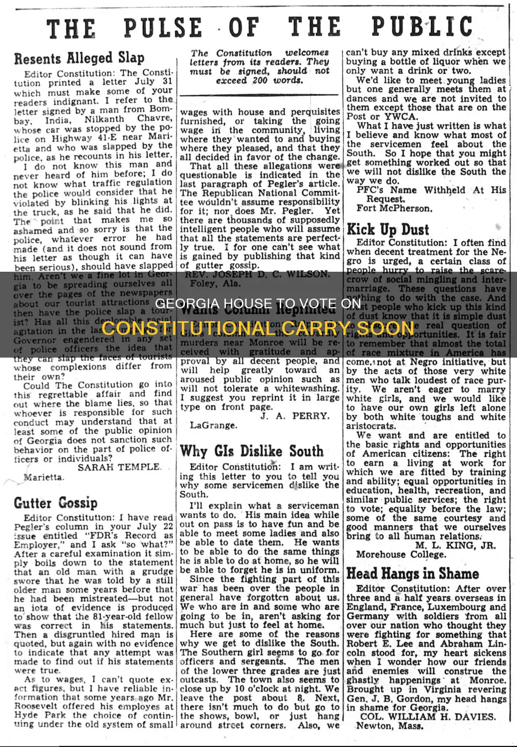 when will georgia house vote on constitutional carry