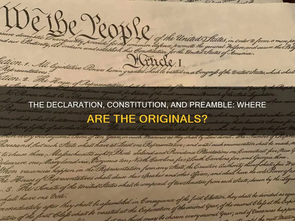 where are the originals of the declaration preamble and constitution