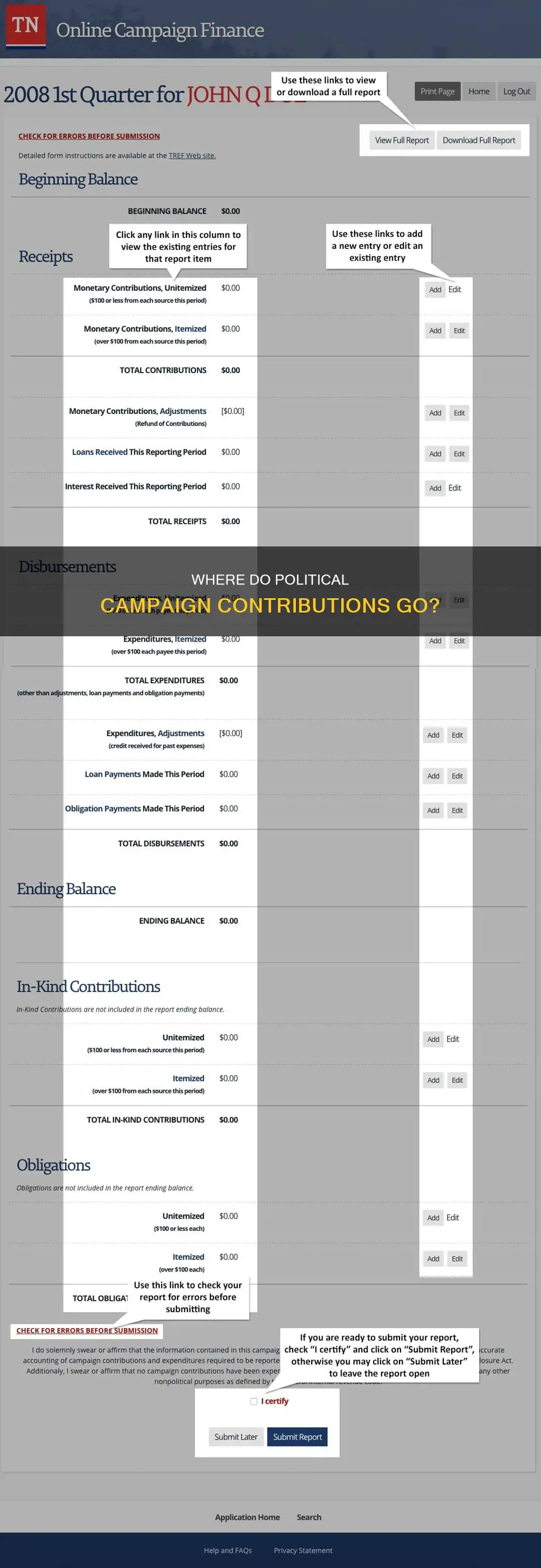 where do political campaign contributions ho