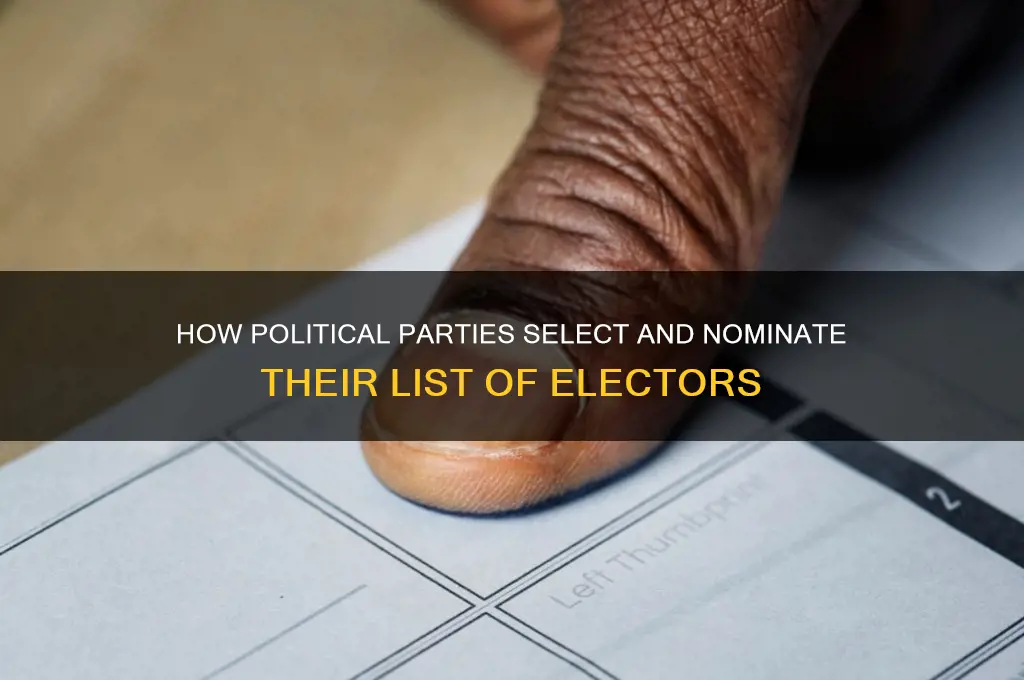 where do political parties nominate their list of electors