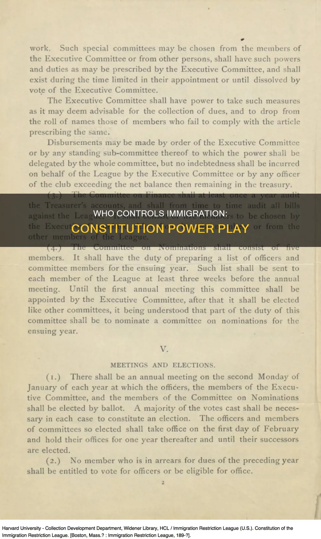 where does the constitution assign the power to control immigration