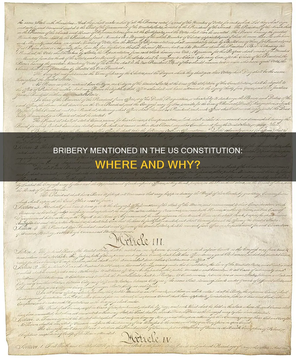 where is the word bribery mentioned in the us constitution