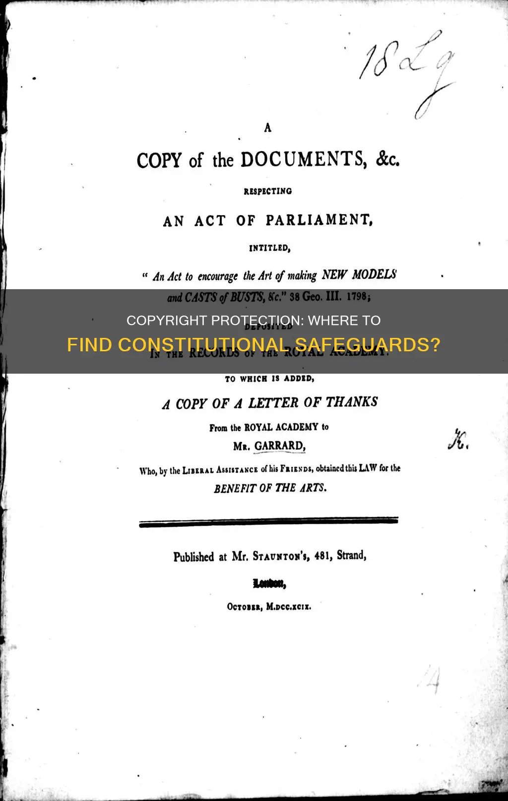 where would you go to find constitutional protection for copyrights