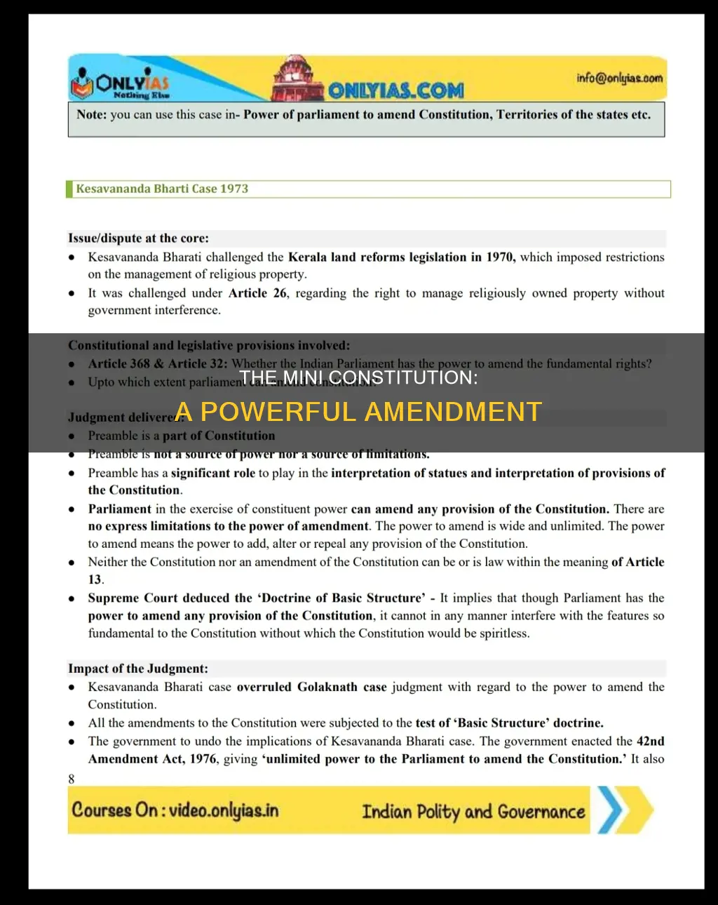 which amendment is known as mini constitution