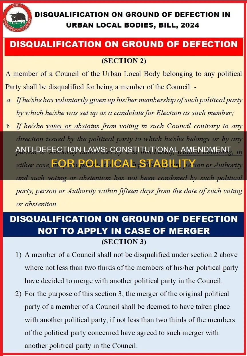 which amendment of the constitution deals with political defections