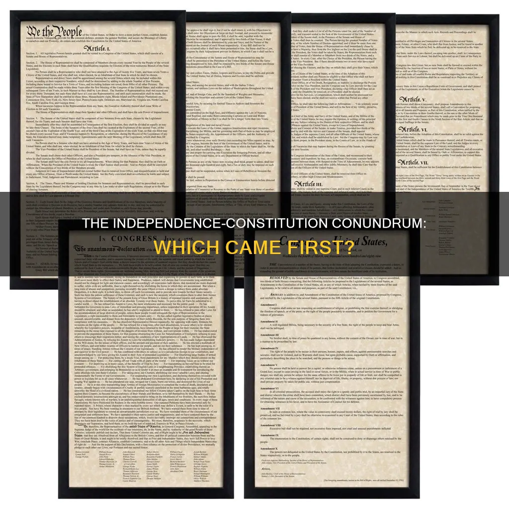 which came first the declaration of independence of the constitution