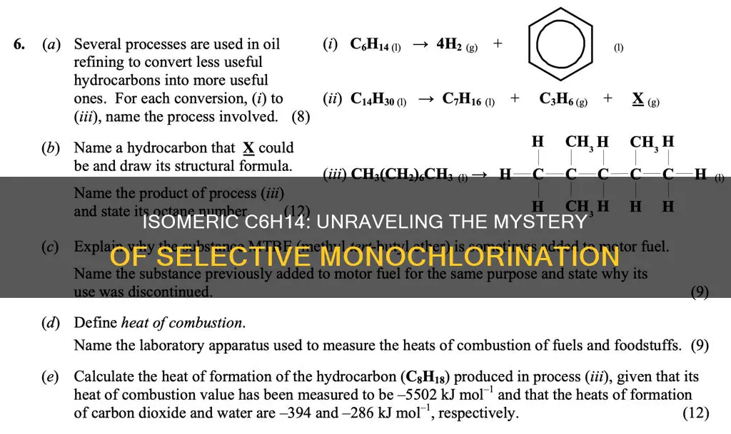 which constitutional isomer of c6h14 gives only two monochlorination products