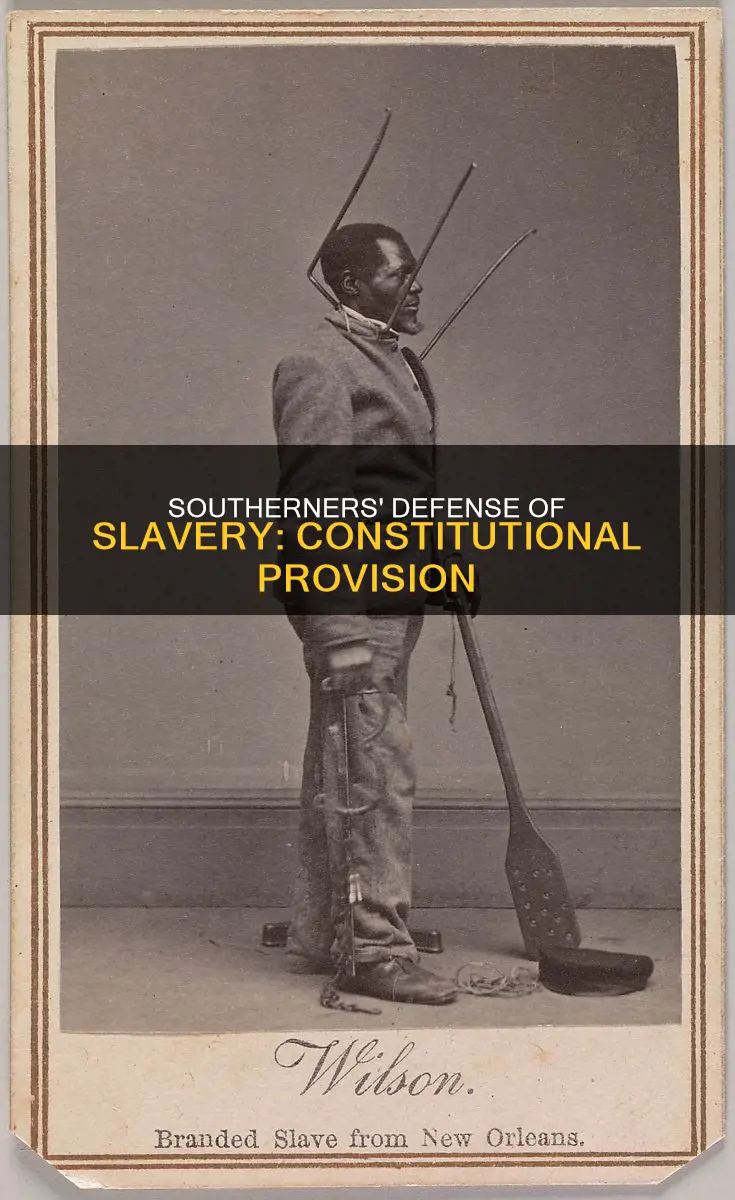 which constitutional provision did southerners invoke in defense of slavery