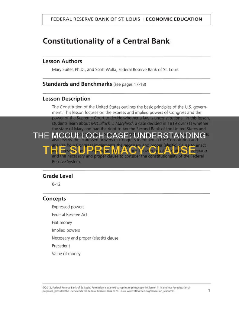 which constitutional provision does mccolluch v marylan deal with
