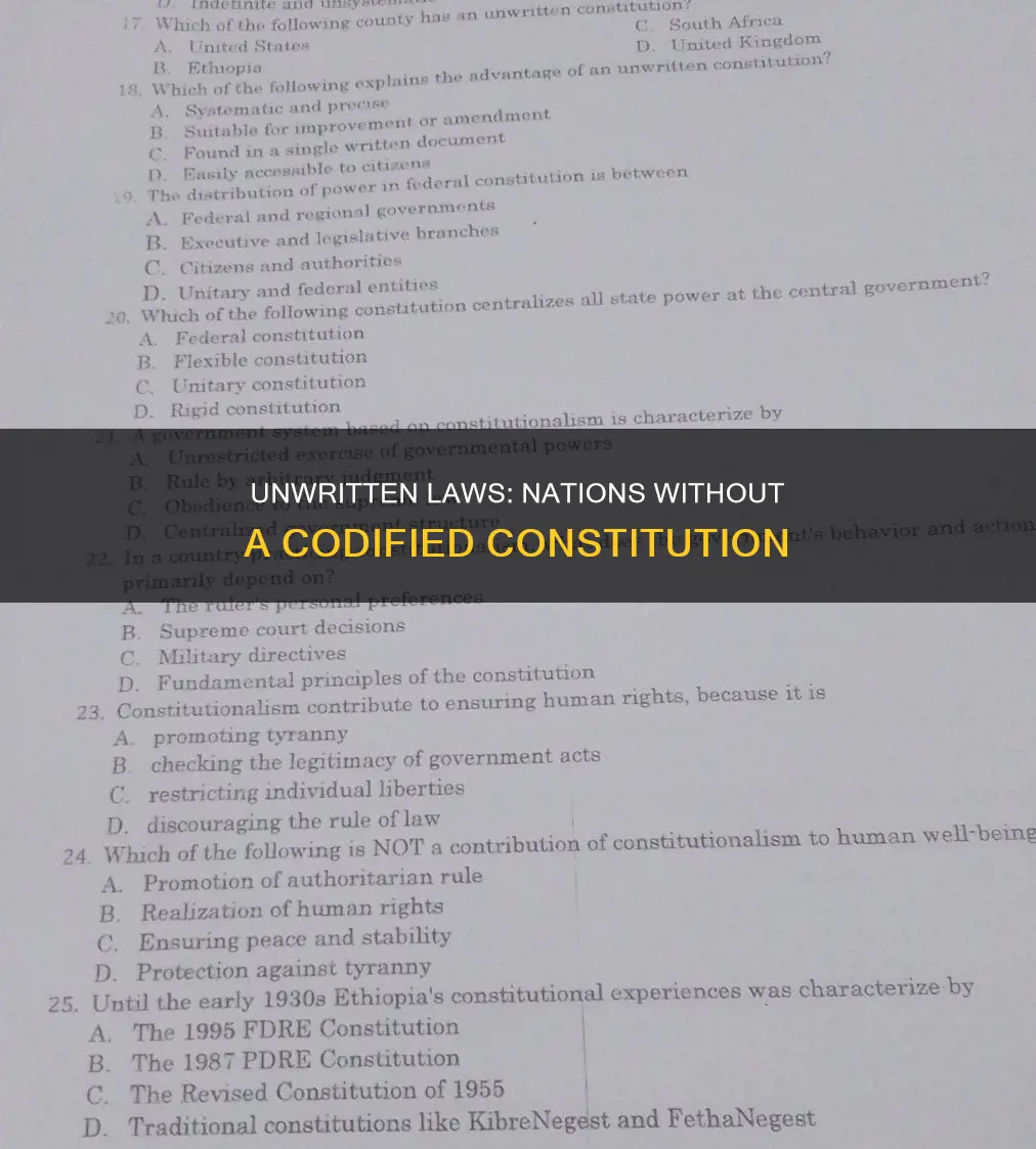 which countries do not have a codified constitution