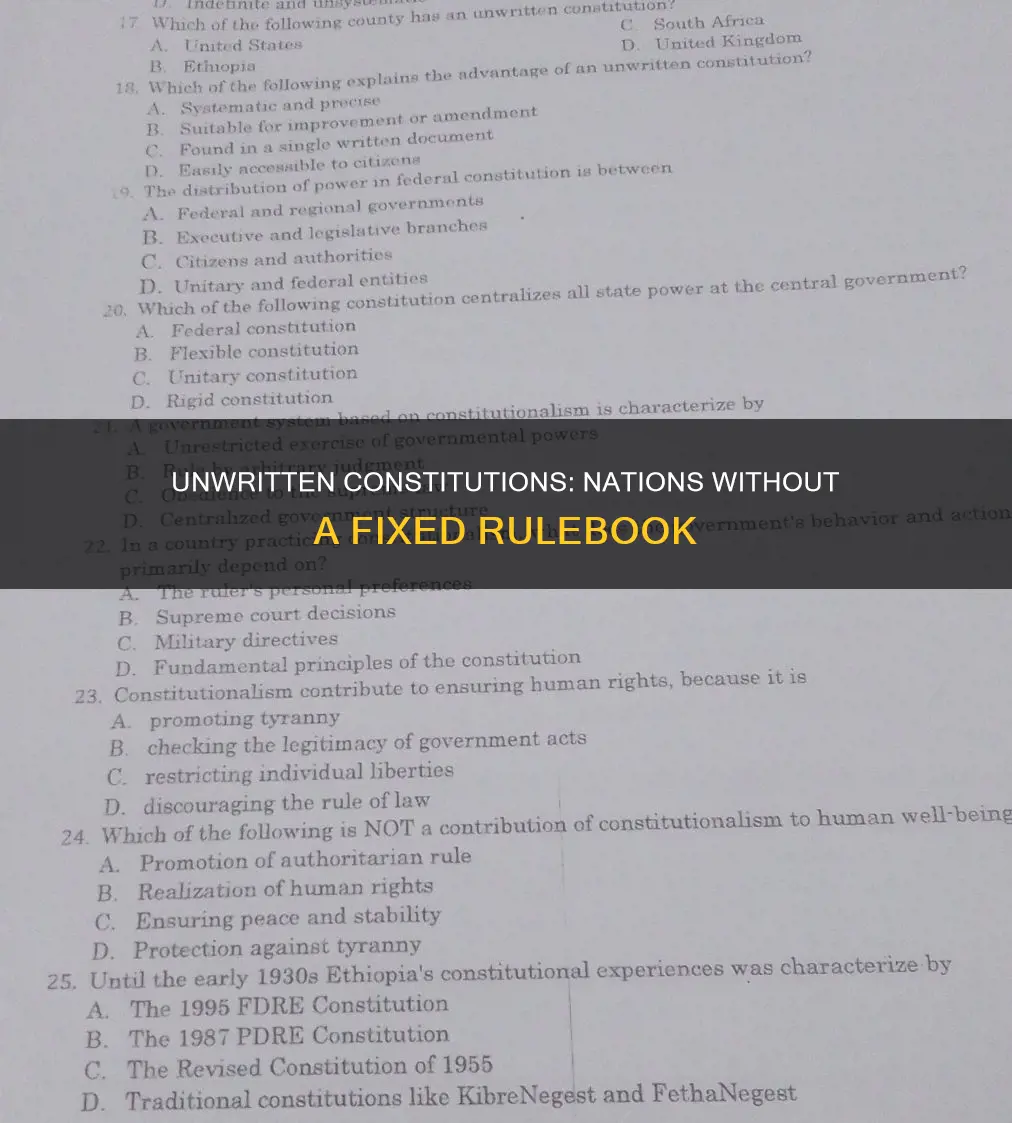 which countries in the world have unwritten constitution