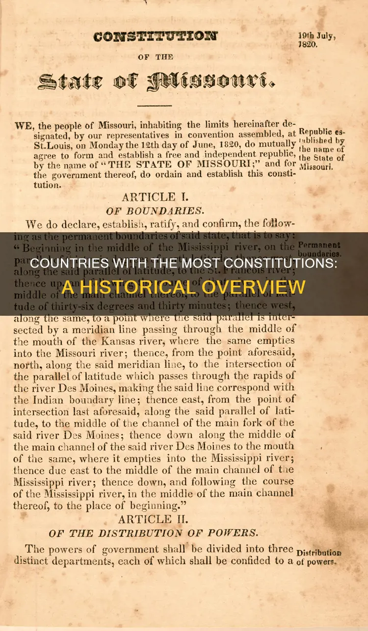 which country has many constitution in the world