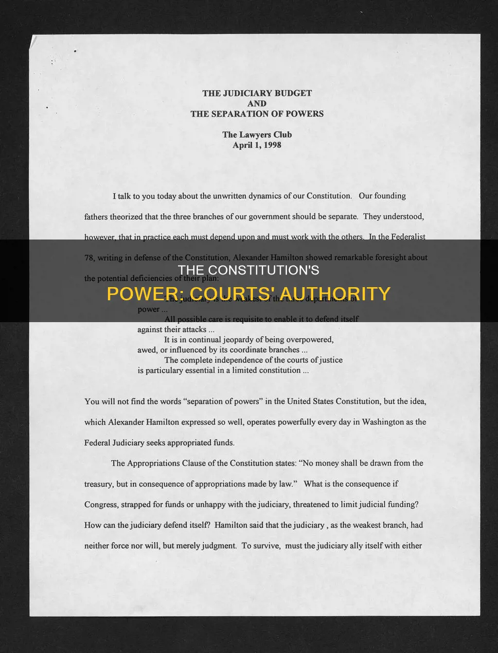 which courts derive their power specifically from the constitution