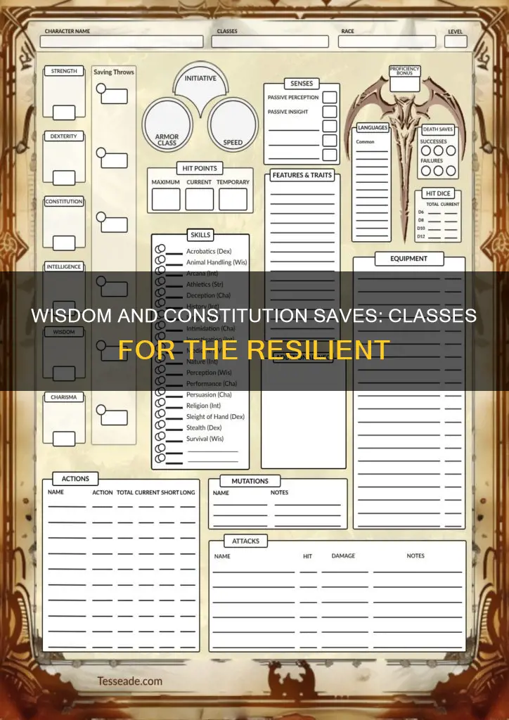 which d&d classes have saves on wisdom and constitution