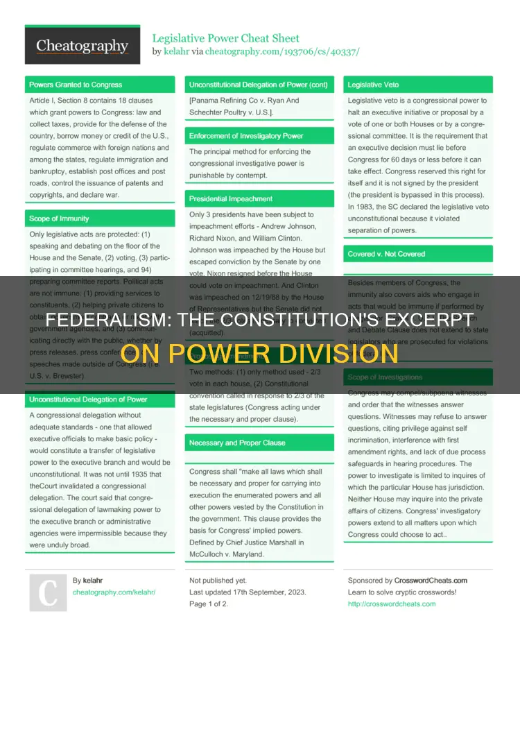 which excerpt from the constitution expresses the principle of federalism