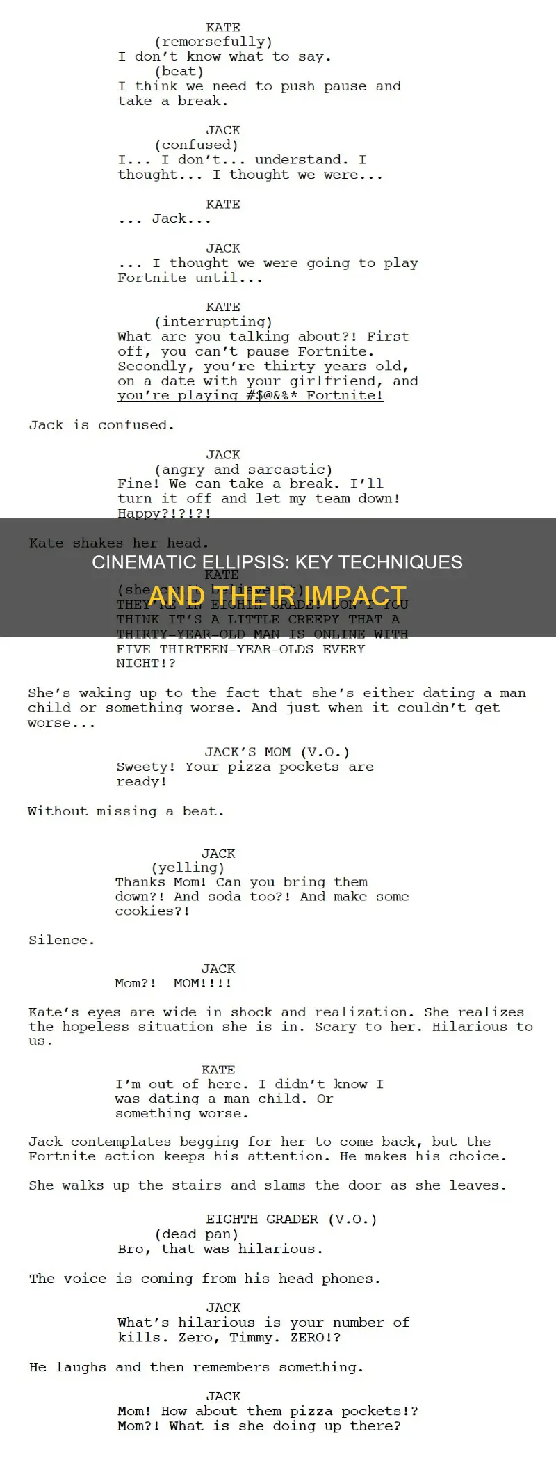 which of the following constitutes a cinematic ellipsis