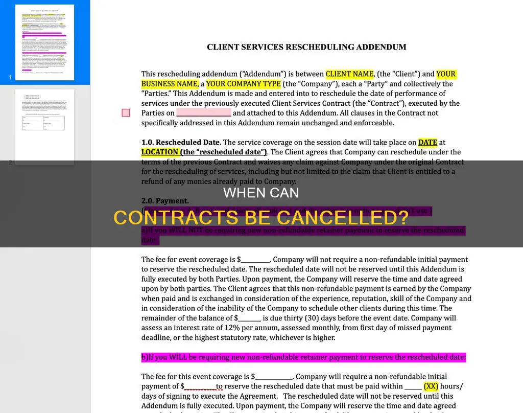 which of the following constitutes grounds for canceling a contract