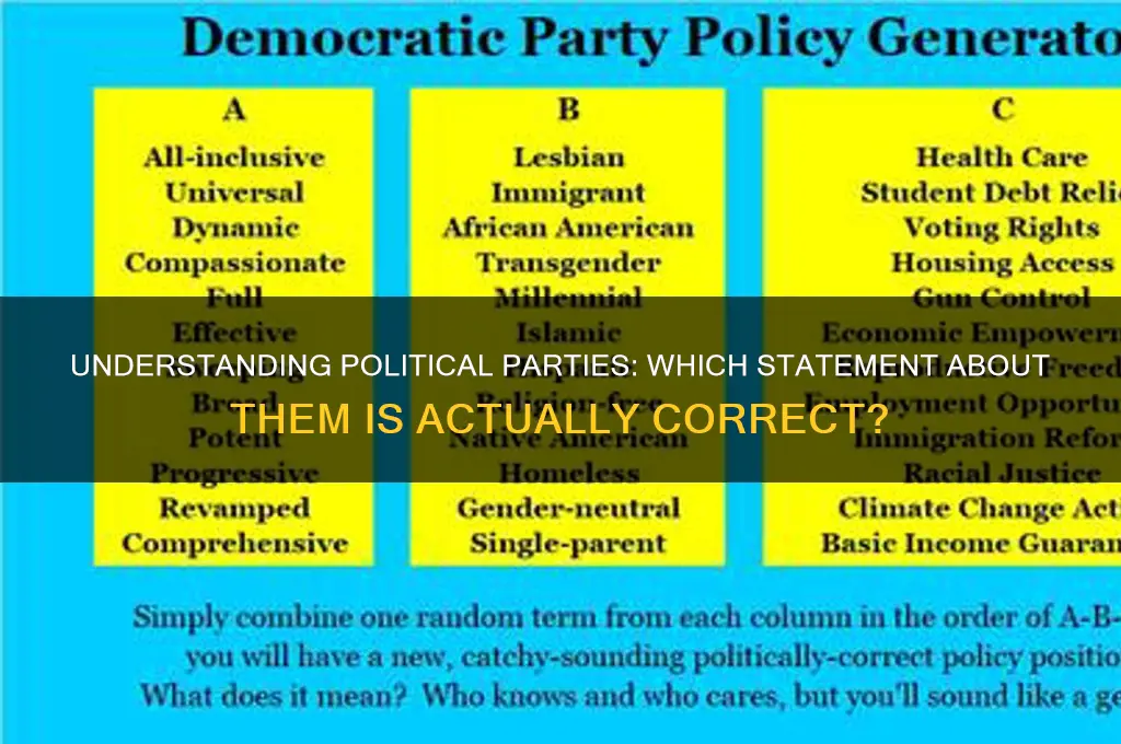 which of the following statements about political parties is corrent