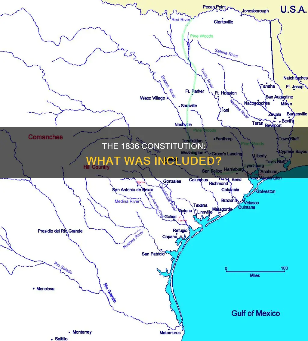 which of the following was included into the 1836 constitution