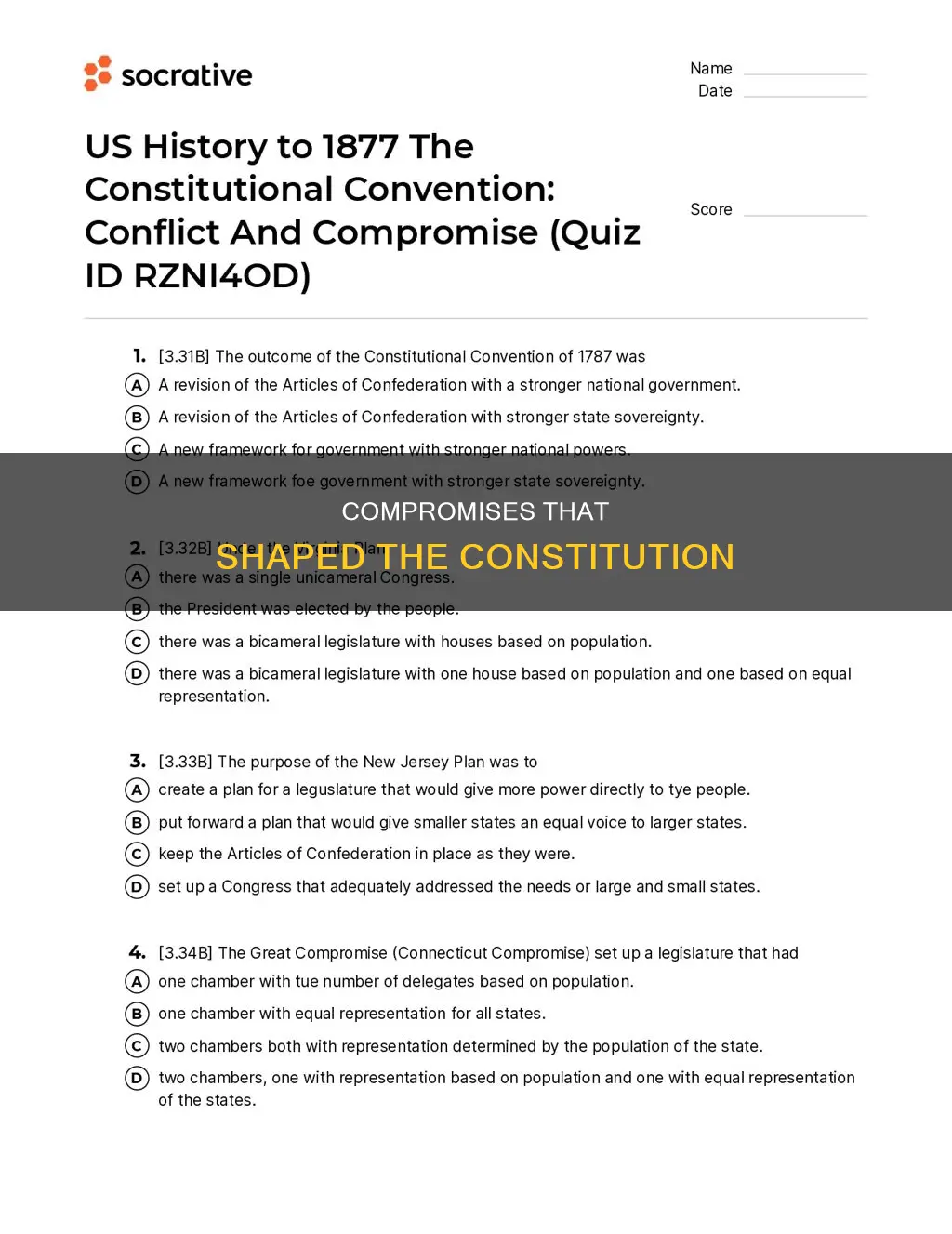 which of the following was not a constitutional compromise