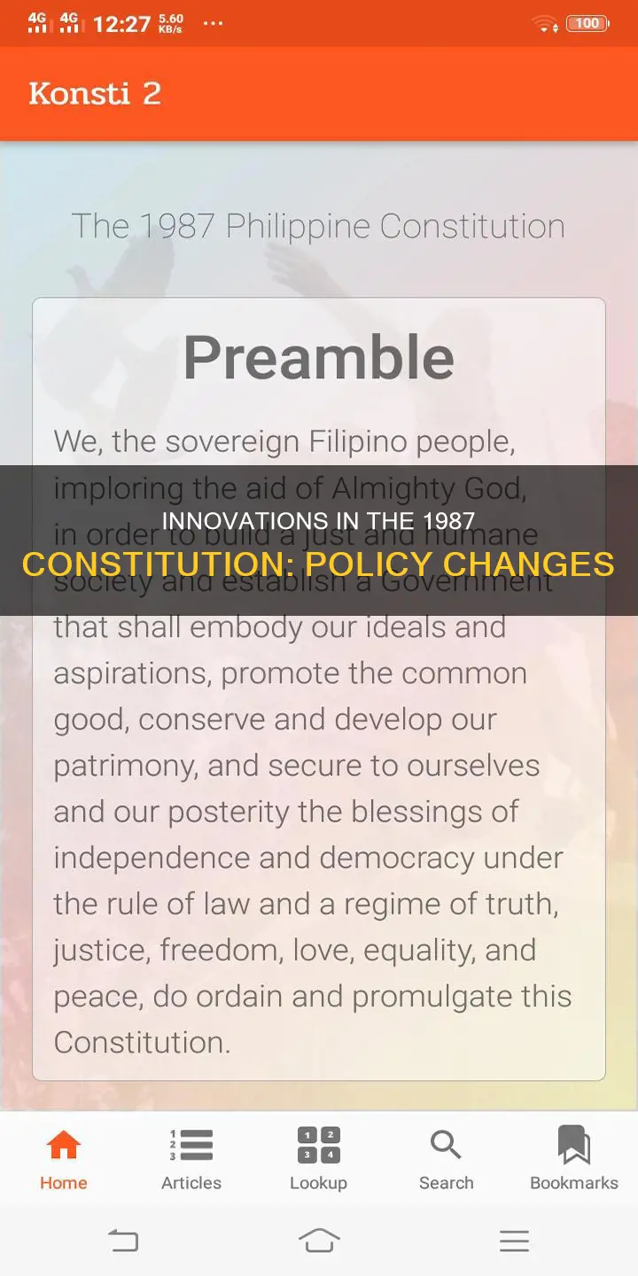 which policy is an innovation of the 1987 constitution