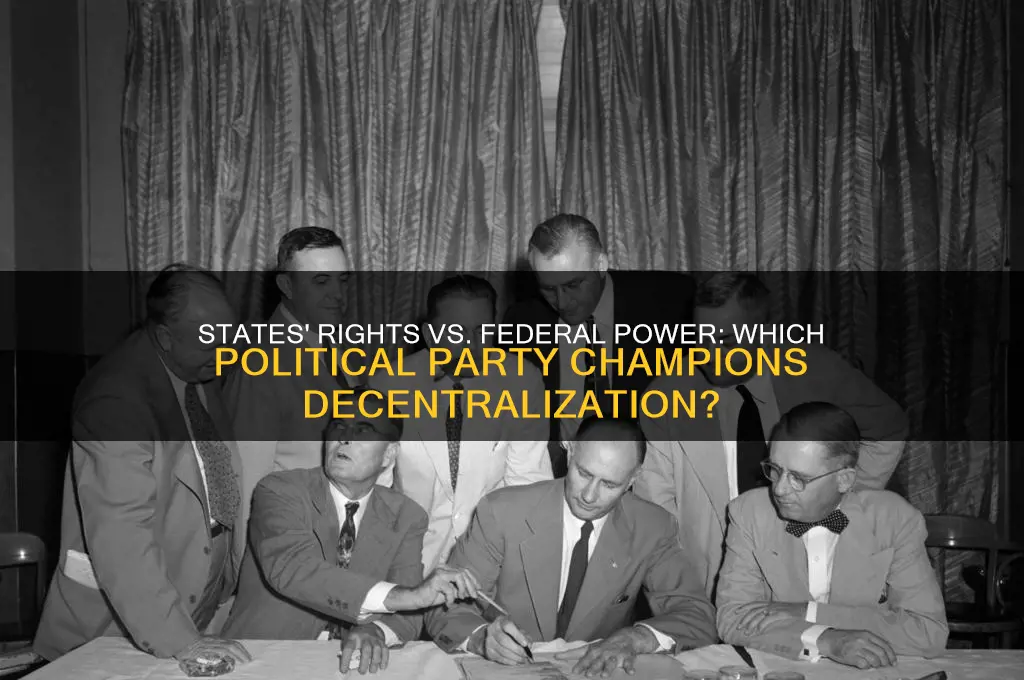 which political party advocated states rights over federal authority