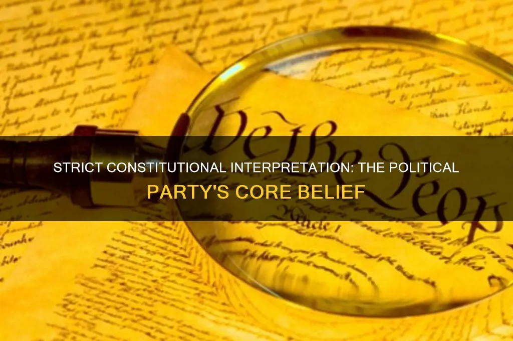 which political party believed in strict interpretation of the constitution