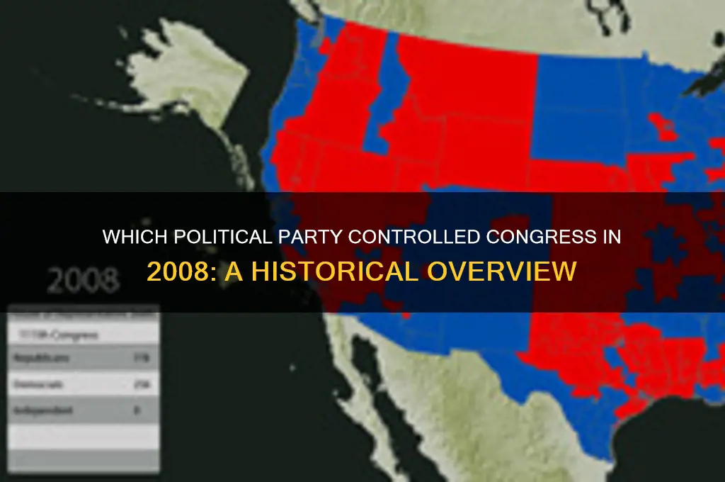 which political party controlled congress in 2008