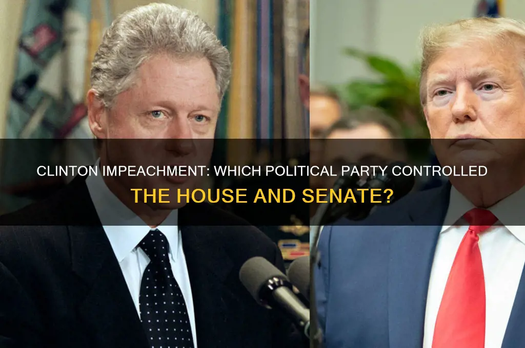 which political party controlled house senate during clinton impeachment