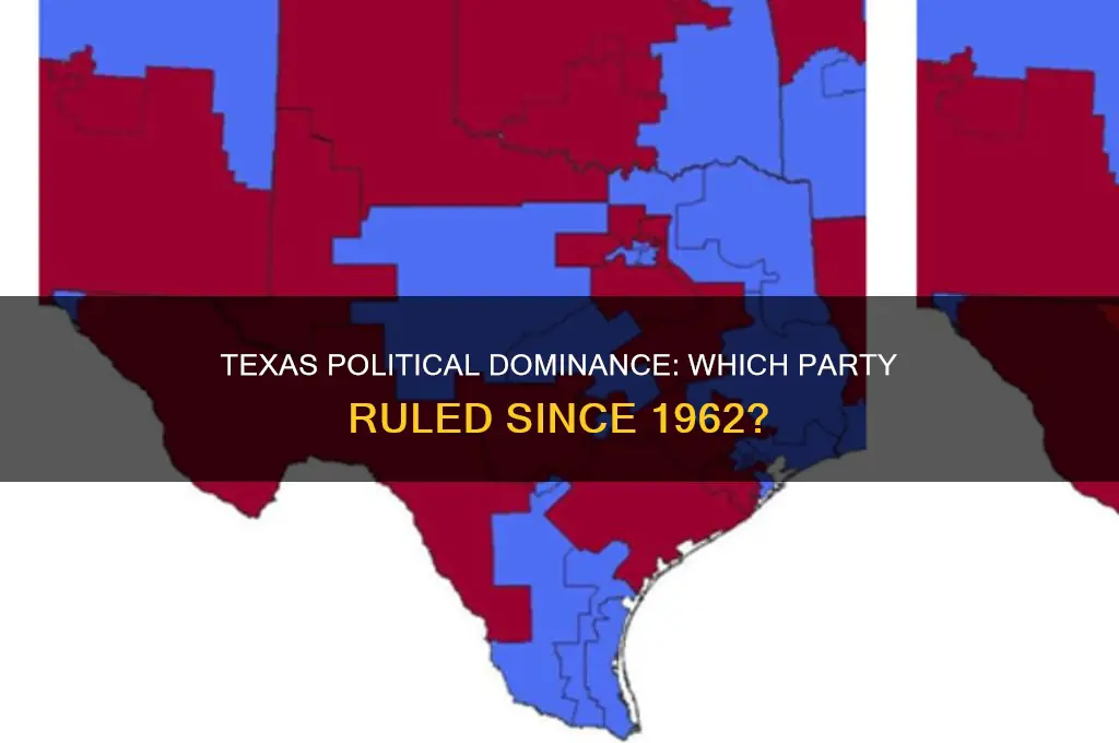 which political party controlled the state of texas since 1962