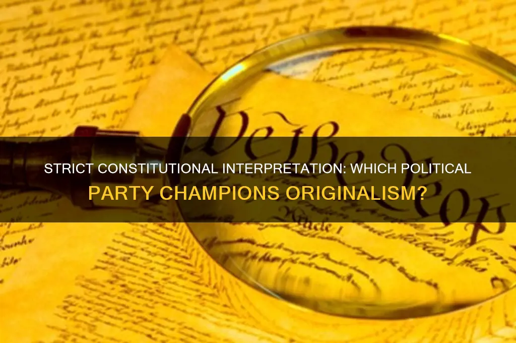 which political party favored strict interpretation of the constitution