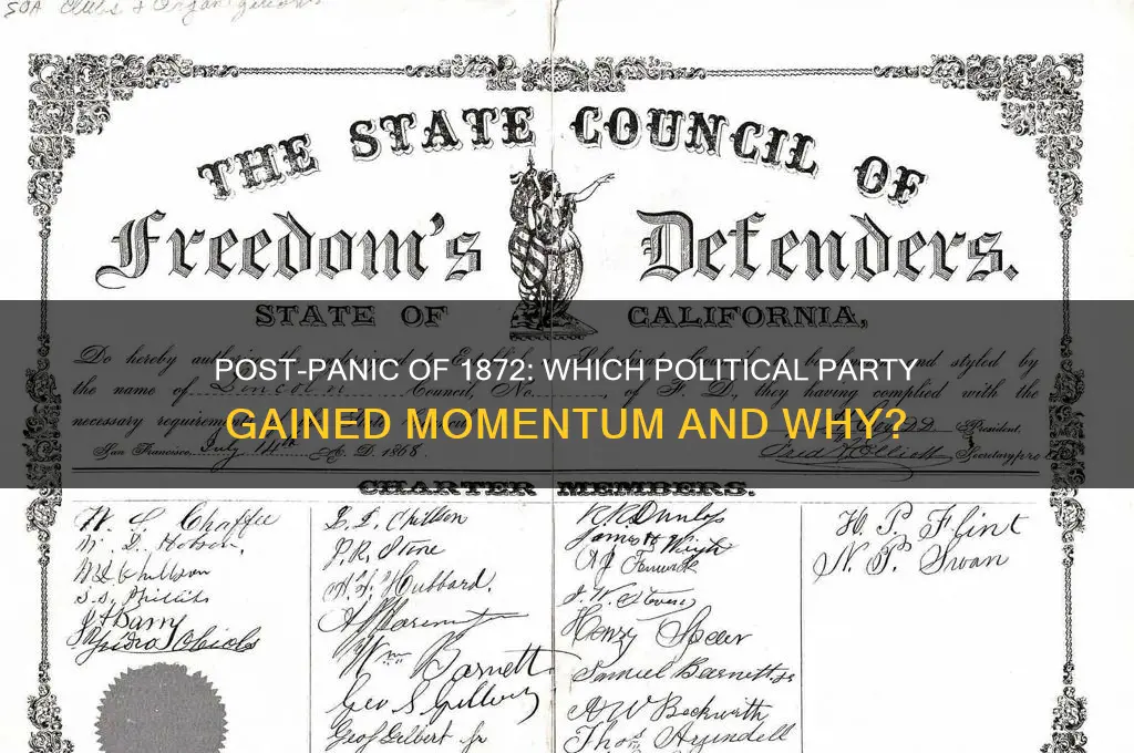 which political party grew following panic of 1872
