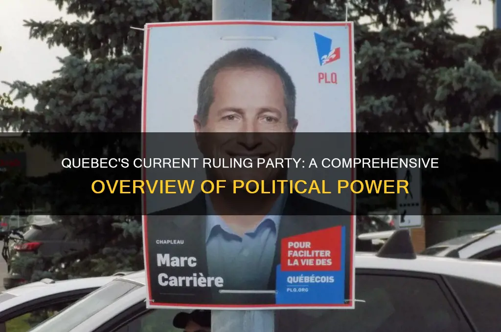 which political party is in power in quebec