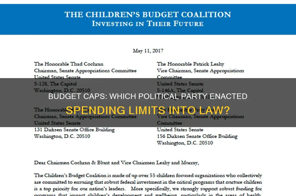 which political party put budget spending caps into law